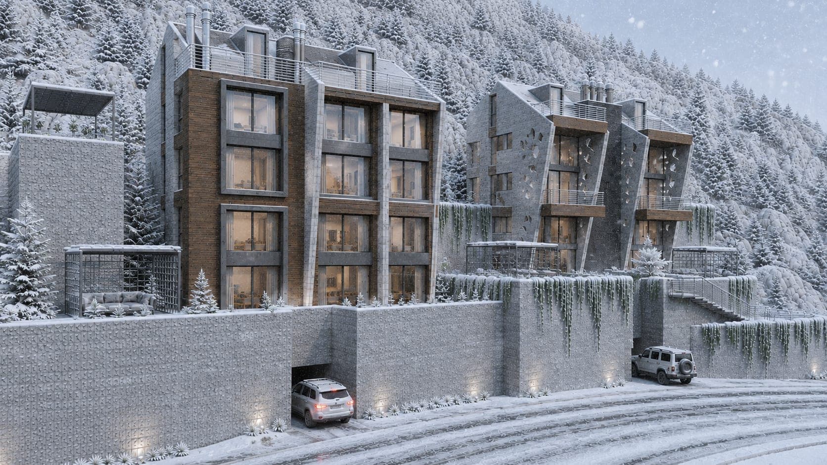 First snow over the valley road